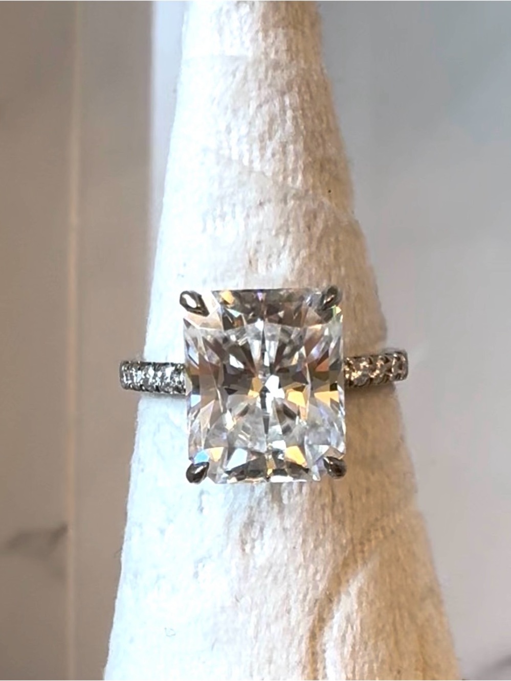 5ct Moissanite silver 925 engagement ring diamond lab radiant cut pave 7 6.75